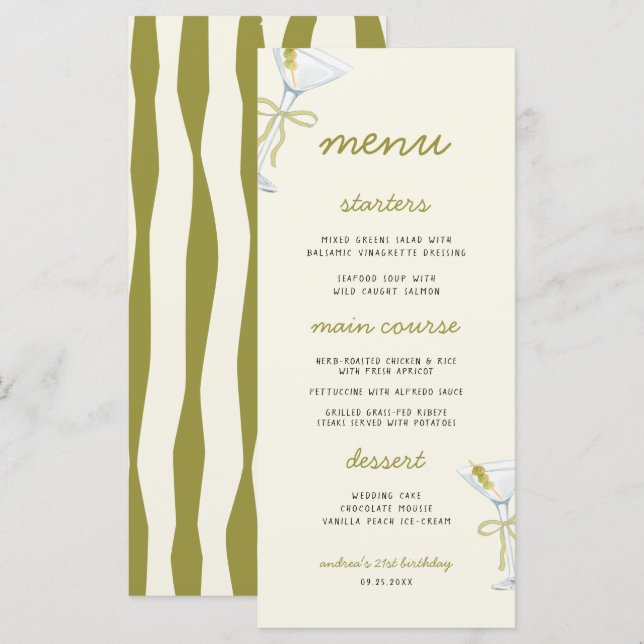 Un menu de fête d'anniversaire A Tini Bit Older Ma (Devant / Derrière)
