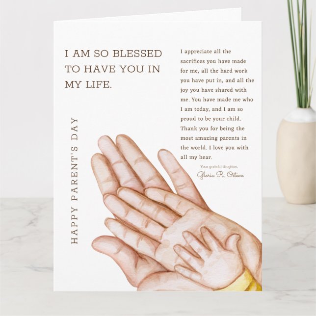 Un Merci sincère pour mes parents (Devant)