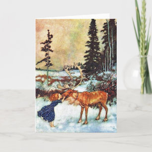 Un Merry Moose Kiss Dans La Forêt Carte De Vacance