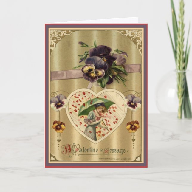 Un message de Valentine - carte vintage de (Devant)