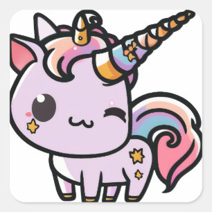 Un mignon autocollant de licorne kawaii