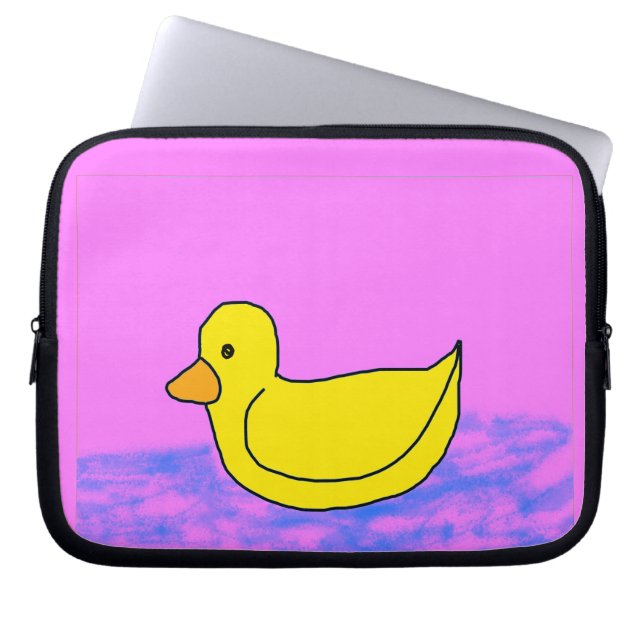 un mignon canard jaune sur sac électronique rose (Devant)