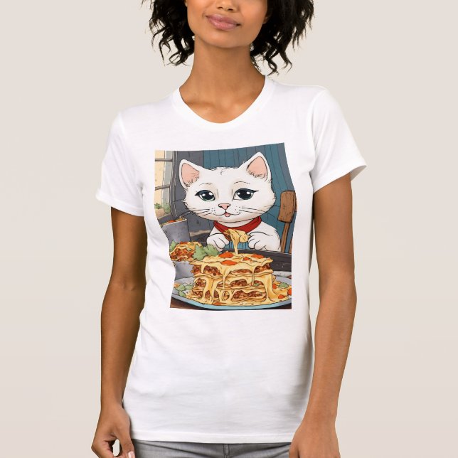 Un mignon T-shirt femme pour chat ADORABLE blanc P (Devant)