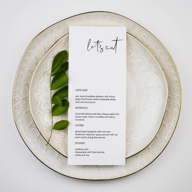 Un minimum moderne Long Let's Eat Wedding Menu (Créateur téléchargé)