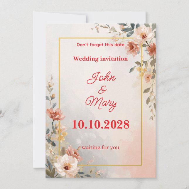 Un moment d'amour, une invitation de mariage (Devant)