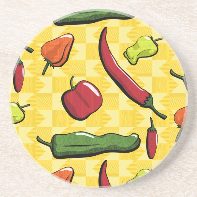 Un monde de poivrons Dessous de verre en grès (Devant)