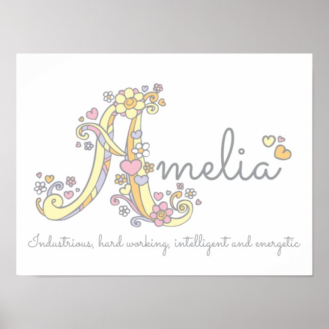 Un monogramme Amelia Girls name signifie poster (Devant)
