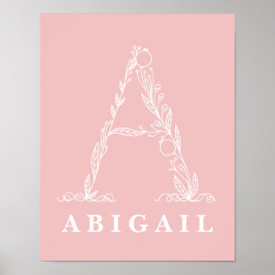 Un Monogramme floral botanique Poster personnalisé