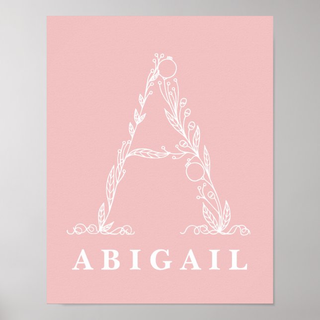 Un Monogramme floral botanique Poster personnalisé (Devant)