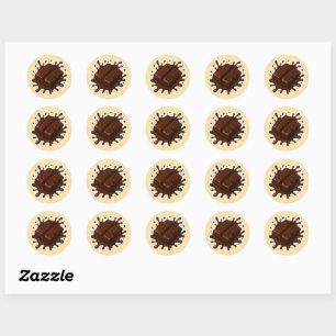 Un morceau de chocolat avec autocollant