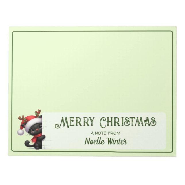 Un mot de - Bloc-notes chat de Noël qui regarde à  (Devant)