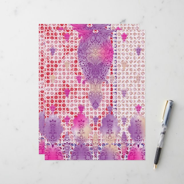 un motif avec un fond violet et des points (Devant/Arrière en situation)