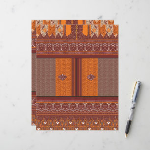 un motif de point de croix en orange et marron