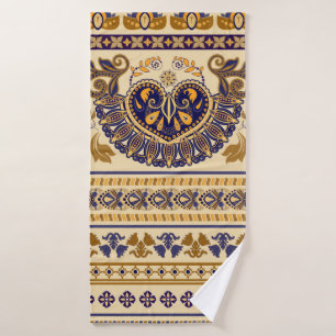 Un motif égyptien sans couture rayé. Floral coloré