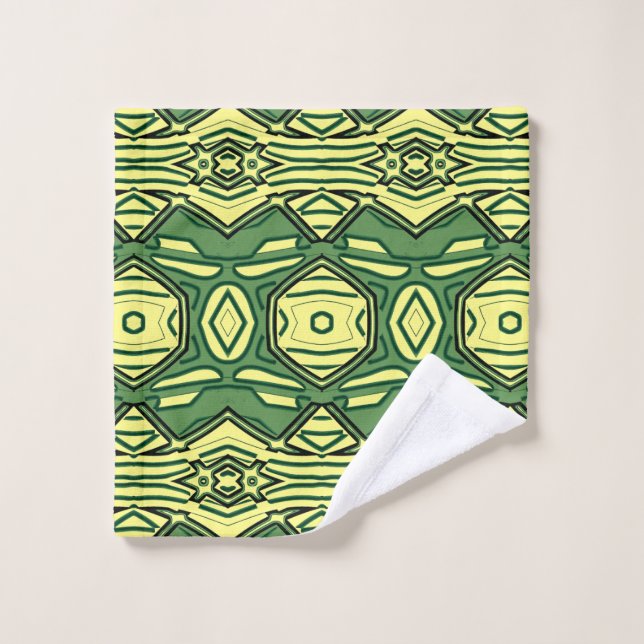 Un motif en tissu vert vif (Gant de toilette)