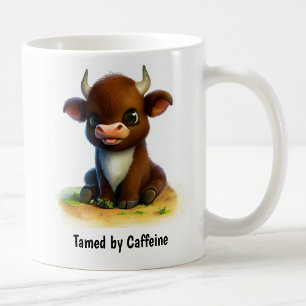 Un mug à café avec un bœuf peint en 3D mignon