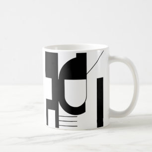 Un mug au design épuré noir sur fond blanc.