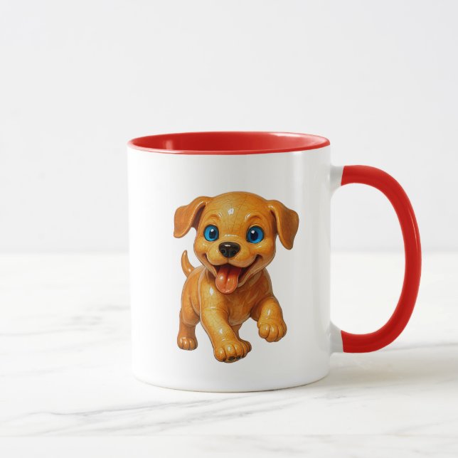 Un mug avec un chiot aux yeux bleus. (Droite)