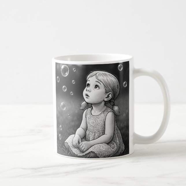 Un mug avec une petite fille en noir et blanc. (Droite)