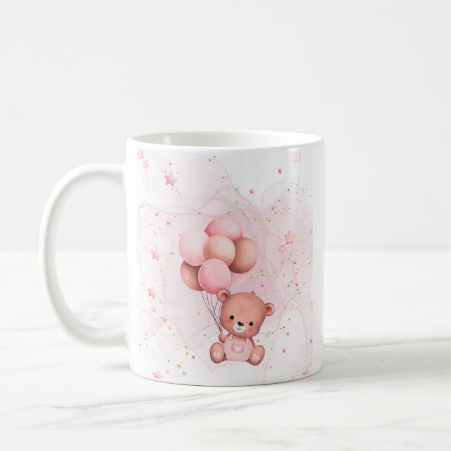 Un mug de célébration avec un ours en peluche rose (Gauche)
