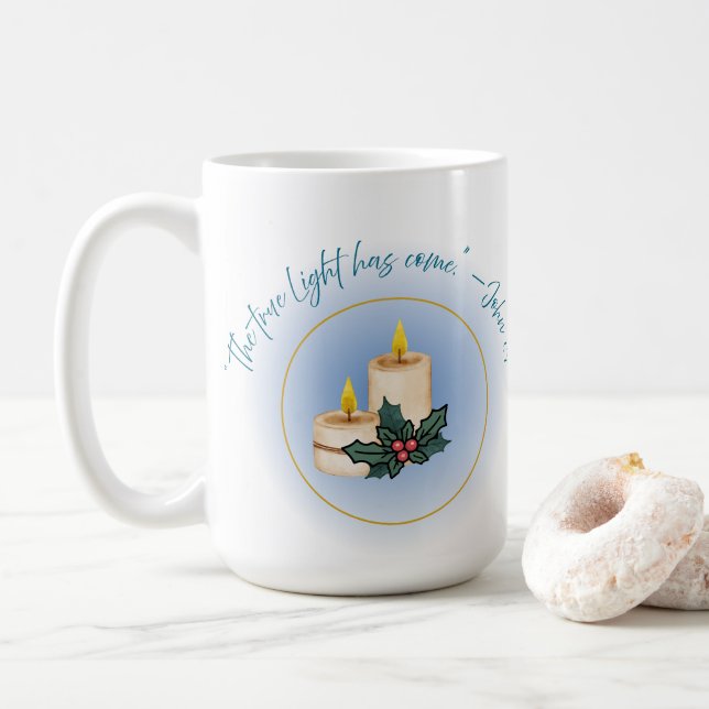 UN MUG DE FÊTE AVEC UN VERSET DE LA BIBLE (Avec donut)