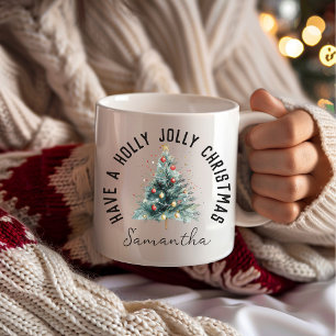 Un mug personnalisé avec un joyeux Noël avec Holly