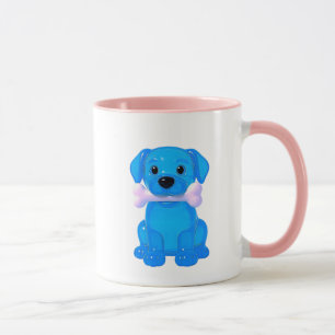 Un mug personnalisé d'un petit chien très assis.