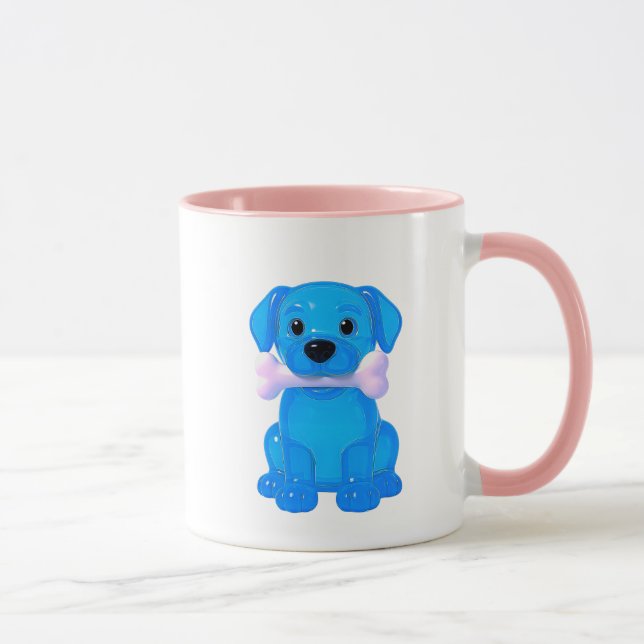 Un mug personnalisé d'un petit chien très assis. (Droite)