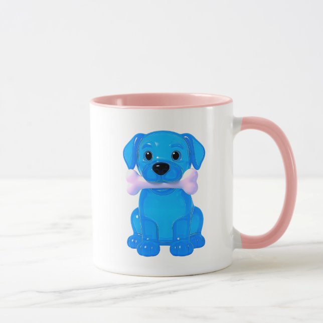 Un mug personnalisé d'un petit chien très assis. (Droite)
