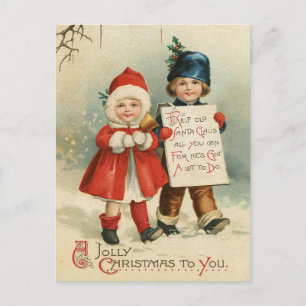 Un Noël Jolly pour vous - Carte postale Vintage