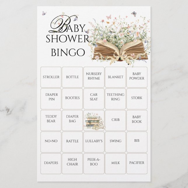 Un Nouveau Chapitre Commence Baby shower Bingo Jeu (Devant)