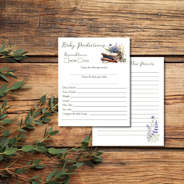 Un nouveau chapitre livre de prédictions pour bébé (A new chapter story book baby games baby predictions and advice for the new parents card)