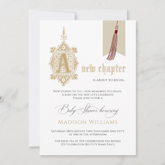 Un nouvel Invitation de Baby shower de chapitre (Devant)