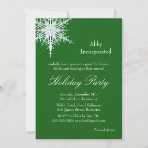 Un Offset de vacances vert Snowflake Invitation