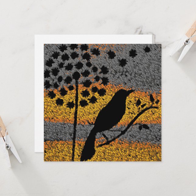 Un oiseau parmi les plumes carte (Devant/Arrière en situation)