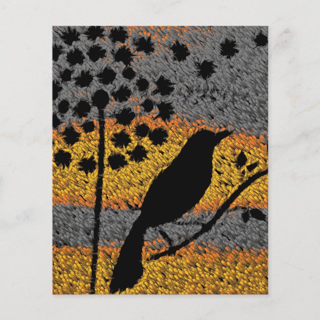 Un oiseau parmi les plumes feuille de papier (Devant)