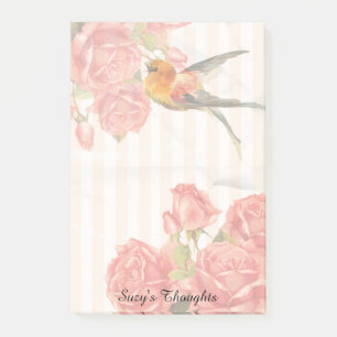 Un oiseau parmi les Roses Notes Post-it® 4 x 6