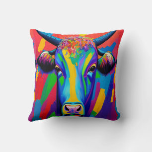 Un oreiller à lancer de vache coloré