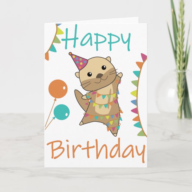 Un Otter Anniversaire Souhaite Jolie Carte Otter (Devant)