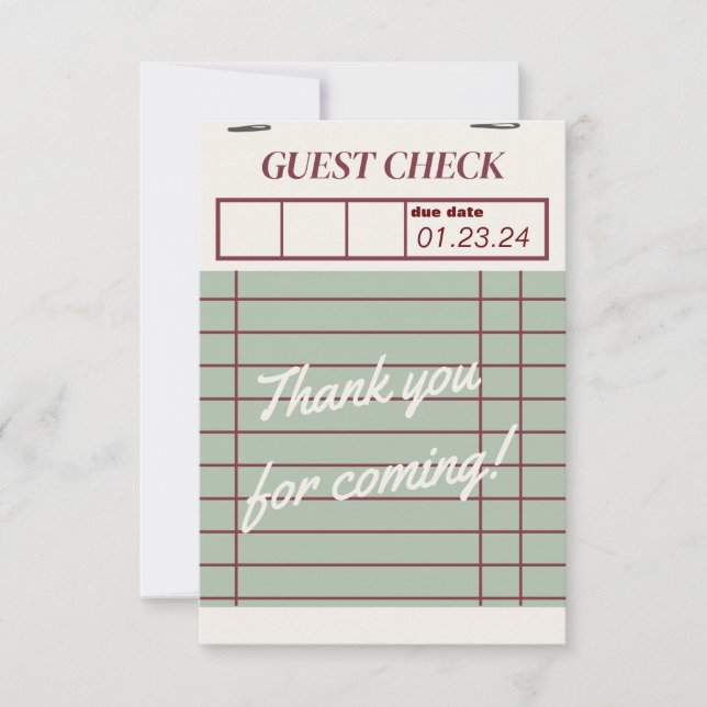 Un pain dans la carte de remerciements du four (Devant)