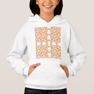 un papier peint orange et blanc avec un motif flor