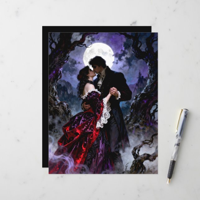 Un papier scrapbook de romance gothique (Devant/Arrière en situation)