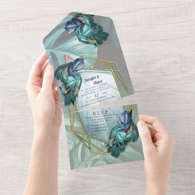 Un Papillons de Paradis Invitation de Mariage Tout en (Déchirure)