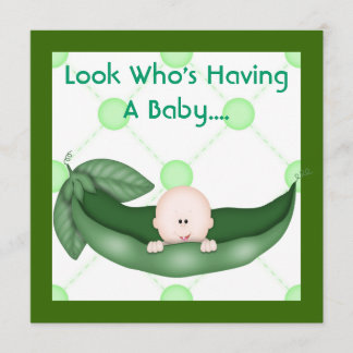 UN PEA DANS UN POD BABY SHOWER INVITATION FILLE/GA