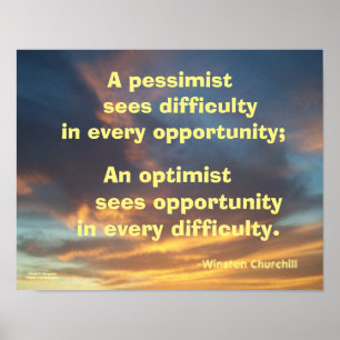 UN PESSIMISTE VOIT DIFFICULTY CHURCHILL POSTER