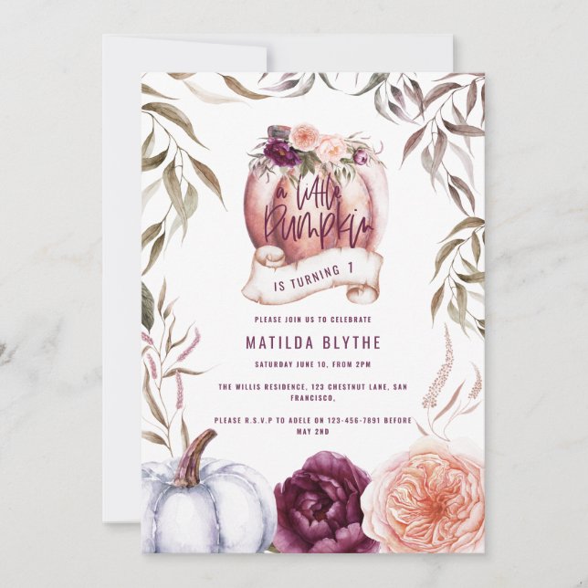 Un petit anniversaire d'automne fleuri violet citr (Devant)