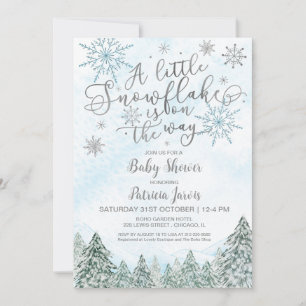Un petit Baby shower bleu Snowflake Invitation