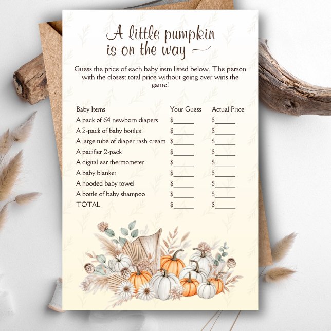Un petit Baby shower Boho Citrouille Le prix est c (A Little Pumpkin Is On The Way Baby Shower Game - The Price Is Right Baby Edition)