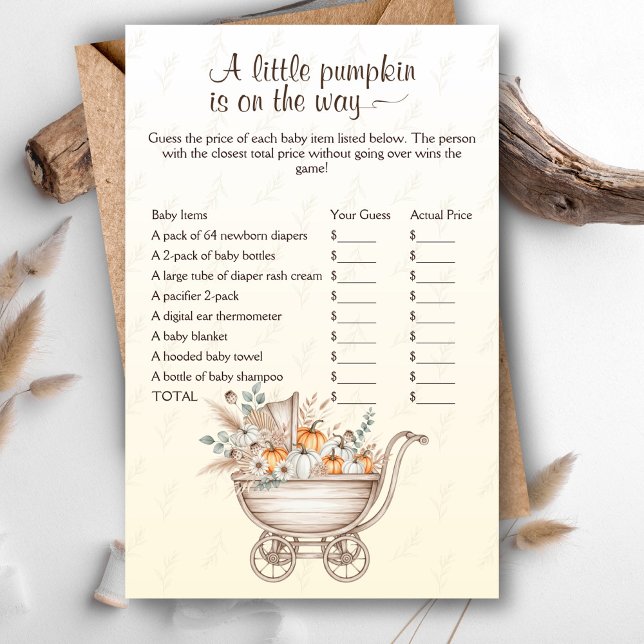 Un petit Baby shower Boho Citrouille Le prix est c (A Little Pumpkin Is On The Way Baby Shower Game - The Price is Right Baby Edition)