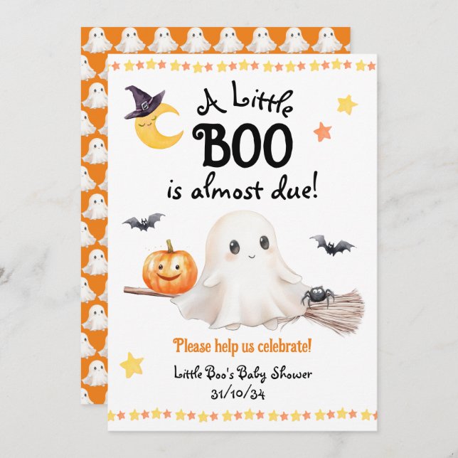 Un Petit Baby shower Boo Halloween Invitation (Devant / Derrière)